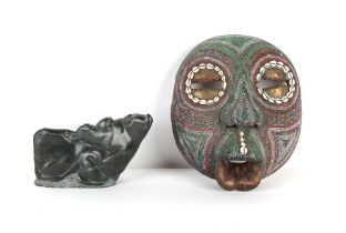Property of a deceased estate - an African tribal mask, Baluba, Republic of Congo, with beadwork &