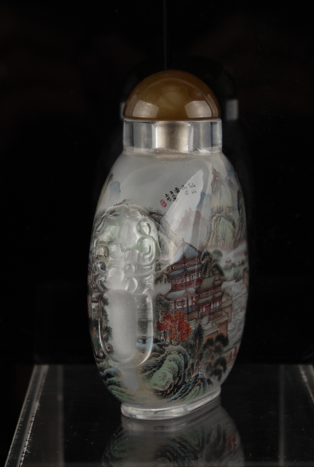 Property of a deceased estate - a large Chinese inside painted glass snuff bottle, of slightly - Image 3 of 3