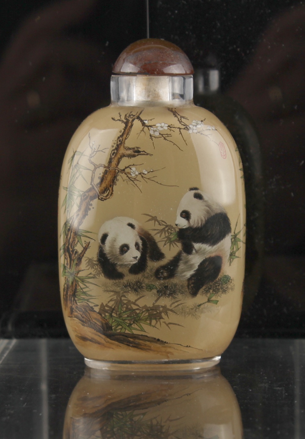 Property of a deceased estate - a Chinese inside painted glass snuff bottle, of slightly flattened - Image 2 of 2