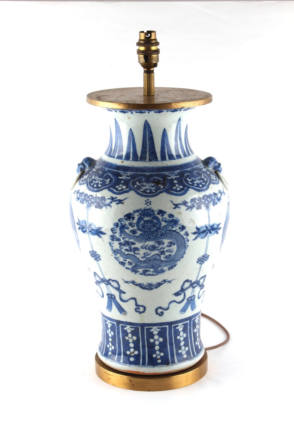 Property of a lady - a Chinese blue & white baluster vase, 19th century, decorated with dragon & - Image 3 of 5