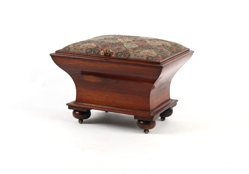 Property of a gentleman - an early Victorian rosewood & upholstered box ottoman, of sarcophagus - Image 2 of 3