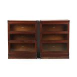 Property of a gentleman - a pair of Globe Wernicke oak three section stacking bookcases, each 34.