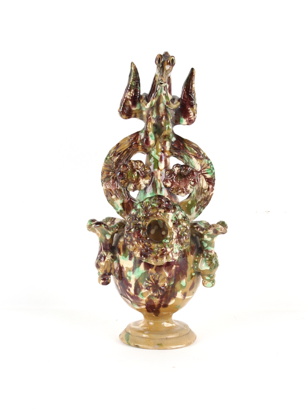 Property of a gentleman - a 19th century Turkish Canakkale ewer with horse head spout, handle re-stu - Image 2 of 3