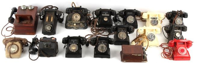 Property of a gentleman - a collection of fifteen vintage telephones including a red bakelite