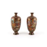 Property of a lady - a pair of Japanese cloisonne baluster vases, unmarked, condition good, 4.