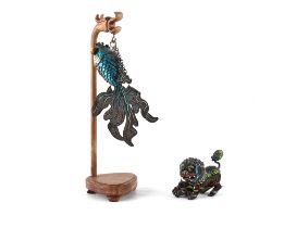 Property of a lady - an early 20th century Chinese silver & enamel articulated model of a