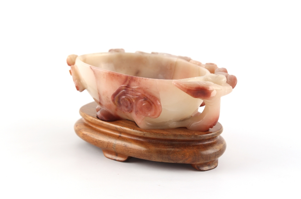 Property of a lady - a Chinese chalcedony agate lotus brush washer, 18th / 19th century, the red & - Image 5 of 8