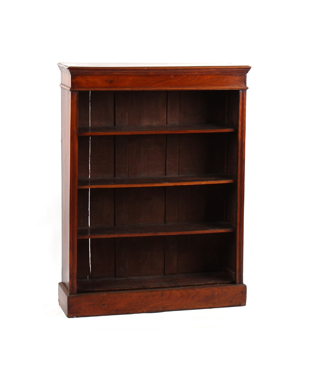 Property of a lady - a Victorian mahogany open bookcase with adjustable shelves, on plinth base,