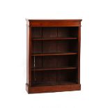 Property of a lady - a Victorian mahogany open bookcase with adjustable shelves, on plinth base,