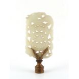 Property of a lady - a good early 20th century or earlier Chinese carved white jade pendant plaque