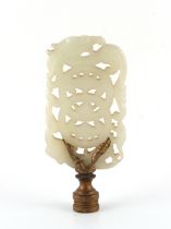 Property of a lady - a good early 20th century or earlier Chinese carved white jade pendant plaque