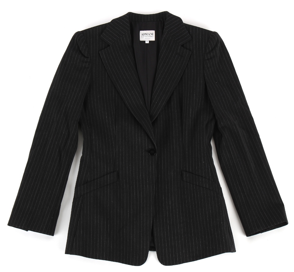 Property of a lady - fashion - ARMANI - a lady's black pinstripe jacket, very little wear, EUR