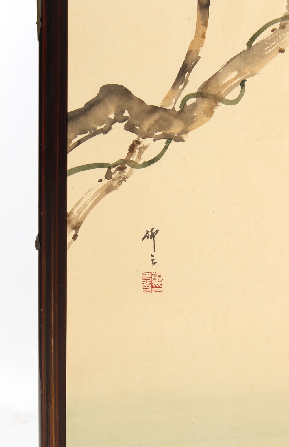 Property of a gentleman - a Japanese four-fold screen, the painted silk panels depicting birds among - Bild 2 aus 2