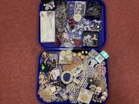 A Collection of Modern Costume Jewellery, to include imitation pearl bead necklaces, bracelets, drop