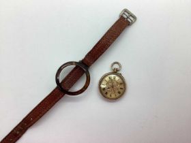 An Edwardian 9ct Gold Cased Openface Fob Watch, the foliate engraved dial with black Roman numerals,