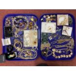 A Collection of Costume Jewellery, to include Sarah Coventry, gilt coloured, pearl necklace,