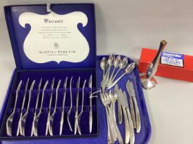 Mappin & Webb Modernist Style Stainless Steel Cutlery, Ashberry Staybrite teaspoons, boxed spill