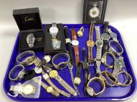 An Assortment of Gent's Wristwatches, to include Rotary, Fossil, Casio digital quartz, Pulsar