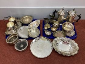 Assorted Plated Ware, Including a miniature hallmarked silver twin handled trophy cup, "Selby Park