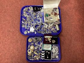 An Assortment of Costume Jewellery, to include diamanté necklaces, Art Deco style brooch, cameo