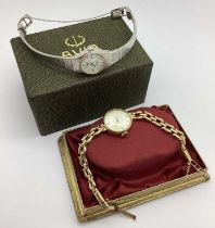 Avia; A 9ct Gold Cased Ladies Wristwatch, to fancy link bracelet, in original box; together with a