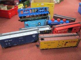 Nine 'G' Gauge Unboxed Items of Rolling Stock, various manufacturers, comprising Esso tank wagon,