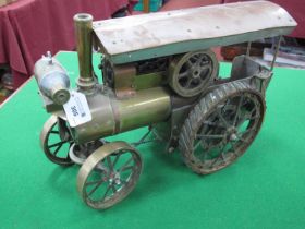 All Brass "Live Steam" Kit Built Steam Tractor Named "Shirley Ann", with generator and canopy, built