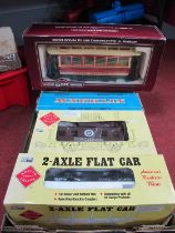 Five 'G' Gauge Boxed Items of Rolling Stock, comprising:- a Bachmann Ref/No 93939 street car, Two