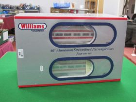 A "Williams" by Bachmann "O" Gauge/7mm Ref No. 43098 Four Car Passenger Coach Set, of sixty foot