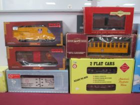 Five "G" Gauge Boxed U.S.A outline Items of Rolling Stock, comprising two Piko box vans (appear