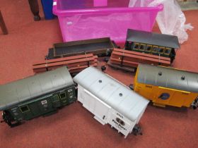 Seven 'G' Gauge Items of Rolling Stock by L.G.B. etc:- A Gondola, two LGB 32T Bogie with steel