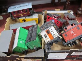 Ten Items of 'G' Gauge Unboxed Rolling Stock, comprising of:- five Caboose's, three Box Vans, a