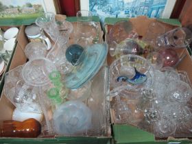 Punch Bowl, trinket sets, other glassware, Two Boxes.