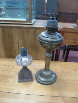 XIX Century Brass Oil Lamp, together with one other XIX Century oil lamp (2).