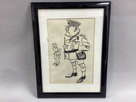 Arthur Ward (English 1906-1995) Charcoal/Pencil Sketch Caricature of British Senior Army Officer (