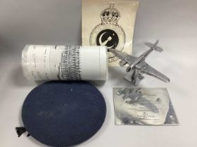 RAF Themed Miscellanious Items Including; Metal Bristol Blenheim Desk Ornament, Spitfire Anniversary
