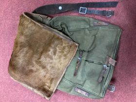 WW2 German Army M34 pony hide Tornister back pack with maker mark and date 1937.