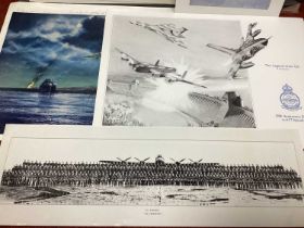 WWII RAF Bomber Command 'Dambusters' Themed Prints, some signed by aircrew (unverified) including '