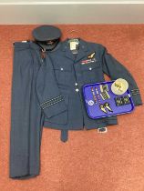 Royal Air Force (RAF) number one dress uniform and peaked cap with Volunteer Reserve Training (