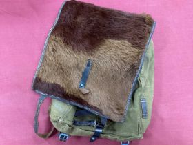 WW2 German Army M39 pony hide Tornister back pack with maker mark G. BUDISCHOWSKY WIEN 1941.