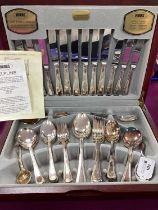 Modern Viners 44 Piece Canteen of Traditional Bead Pattern Plated Cutlery, in original fitted case.