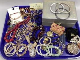 A Collection of Modern Costume Jewellery; to include gilt coloured bracelet, imitation pearl bead
