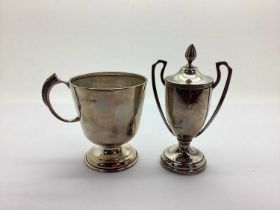 A Hallmarked Silver Cup, PBros, Birmingham 1962, of plain tapering form with textured handle, on