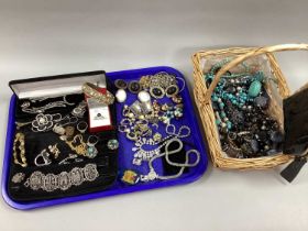 A Mixed Lot of Assorted Costume Jewellery, including vintage Paris souvenir panel bracelet, clip