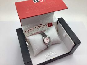 Tissot; A Modern PR100 Ladies Wristwatch, (T049210 A) the signed dial with Arabic numerals, line