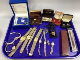 A Small Selection of Gent's Cufflinks, including a pair of gilt Daimler cufflinks, with a matching