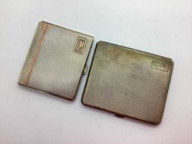 A Hallmarked Silver Cigarette Case, allover engine turned, initialled, 8.3cm; together with a