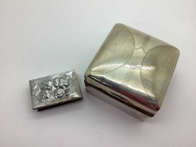 A Hallmarked Silver Cigarette Box, Birmingham 1925, of square form with engine turned decoration,