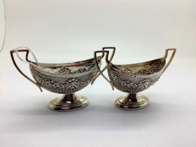 A Highly Decorative Pair of Late Victorian Hallmarked Silver Salts, WBrs, Birmingham 1900, each of