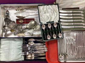 Hallmarked Silver Handled Tea Knives, hallmarked silver handled pastry forks, set of fruit knives